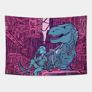 Cobalt Girl & Dimsum Dinosaur Tapestry