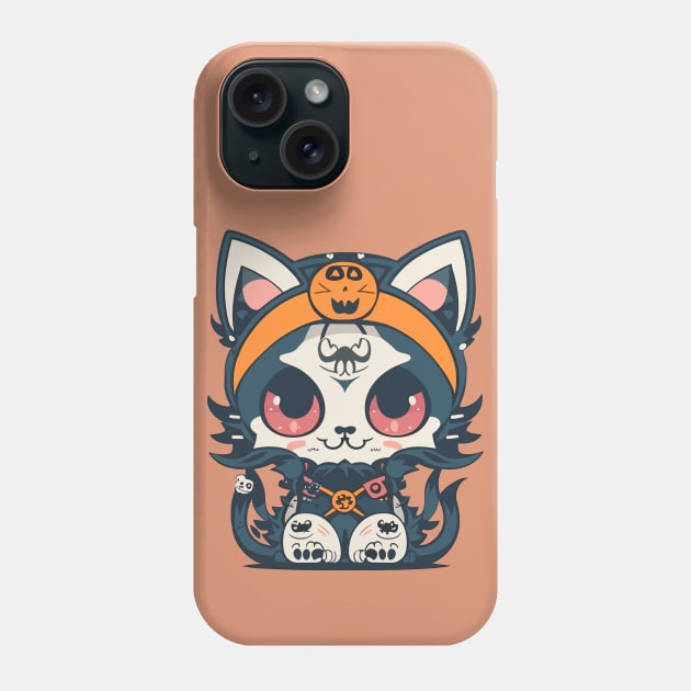 kawaii skull neko Phone Case by Orange-C