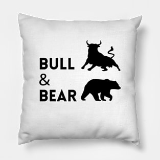 The Bull & The Bear Artwork 1 (Black) Pillow