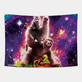 Space Cat Llama Sloth Riding Taco Tapestry