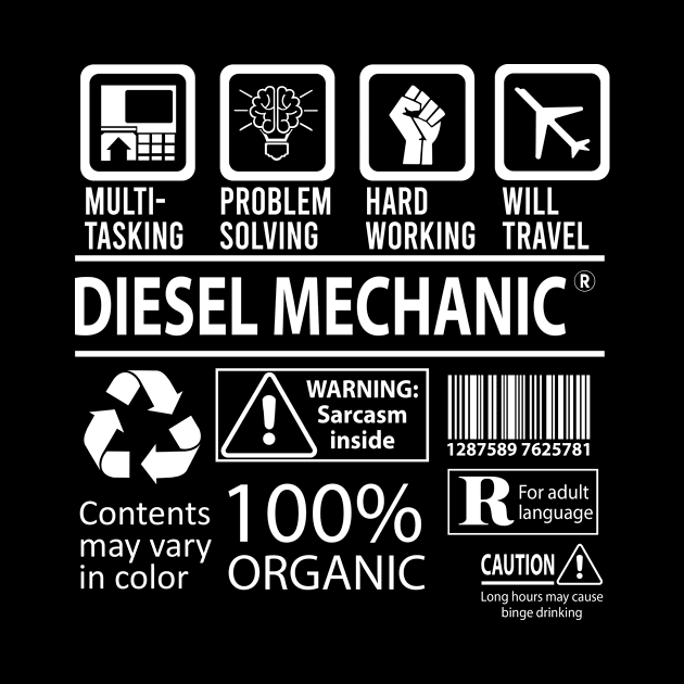 Diesel Mechanic T Shirt - MultiTasking Certified Job Gift Item Tee by Aquastal