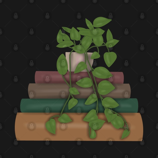 Plant on book stack by Becky-Marie