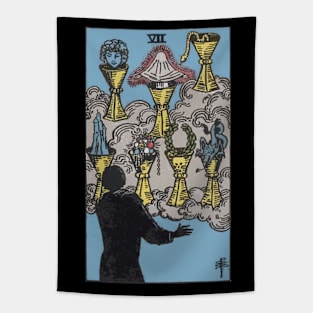 Tarot Card = Seven of Cups Tapestry