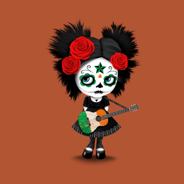 Sugar Skull Girl Playing Irish Flag Guitar by jeffbartels