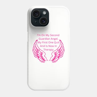 Guardian Angel Humor T-Shirt - "Second Angel on Duty" Funny Quote Tee, Sarcastic Casual Wear, Unique Gift for Friends Phone Case