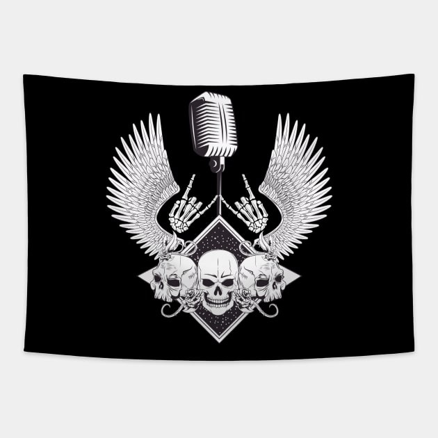 Rock & Roll Skeleton Tapestry by Myartstor 