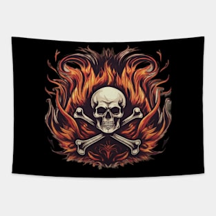 BlazeRock Threads: Ignite Your Style with Fiery Rock and Roll Designs Tapestry