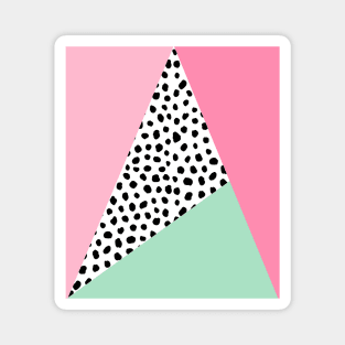 Colour Block, Geometric, Polka Dot, Pink and Green Magnet