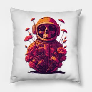 Floral Astronaut Skull Pillow