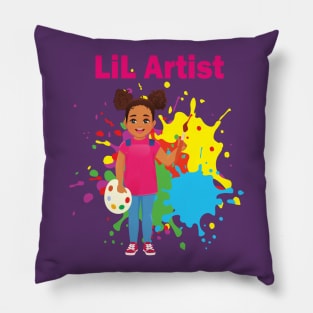 Lil artist cute little girl painting for little artists Pillow