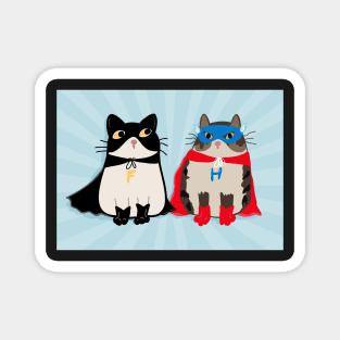Fred and Henry, Superhero Cats in Masks and Capes Magnet