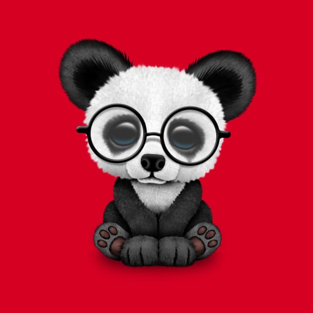 Cute Panda Bear Cub with Eye Glasses by jeffbartels