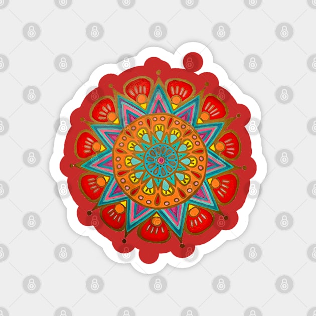 Cactus Flower Mandala Magnet by LuvbuzzArt