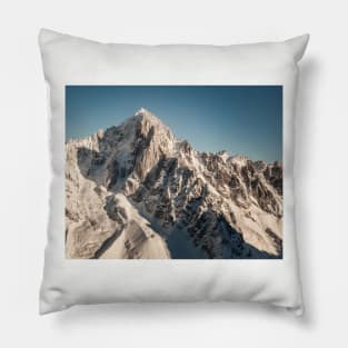 Rocky Snow Covered Mountain Peak Landscape Pillow