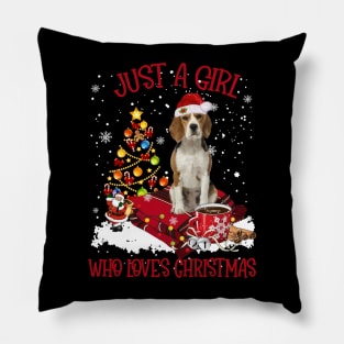 Beagle Just A Girl Who Loves Christmas Pillow