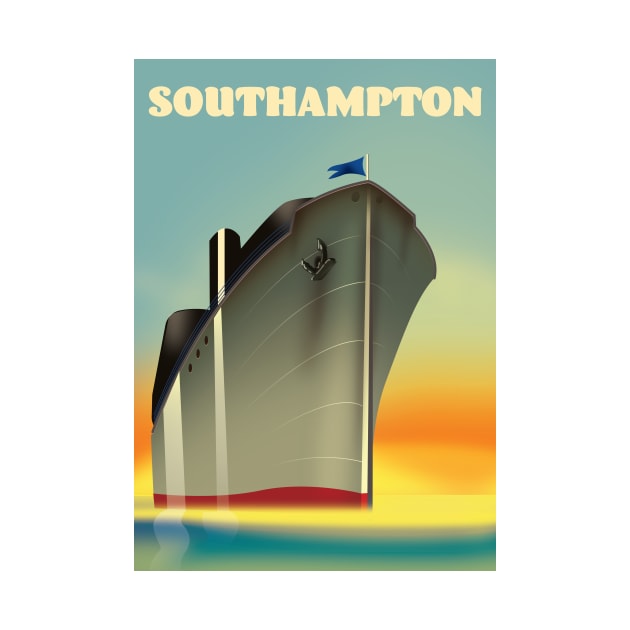 Southampton cruise liner vintage style travel poster by nickemporium1