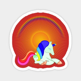 Sunset unicorn rainbow Magnet