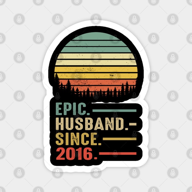 Epic Husband Since 2016 Vintage retro 5 years Marriage Anniversary Magnet by Moe99