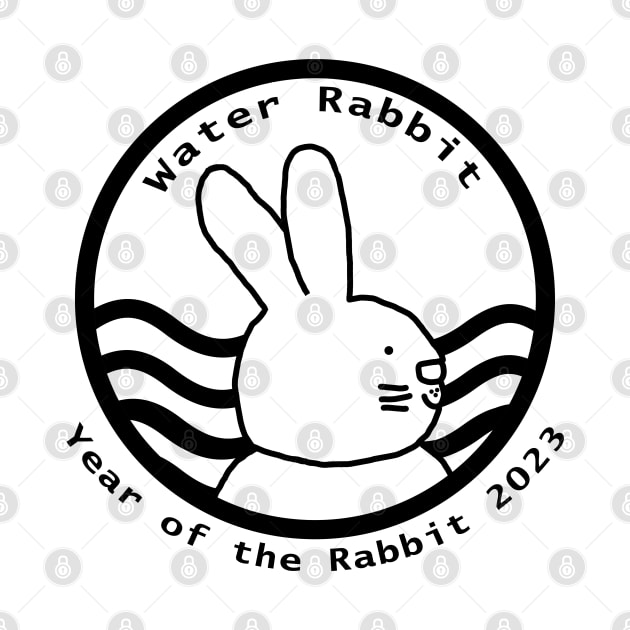 Cute Year of the Rabbit 2023 Water Monochrome by ellenhenryart