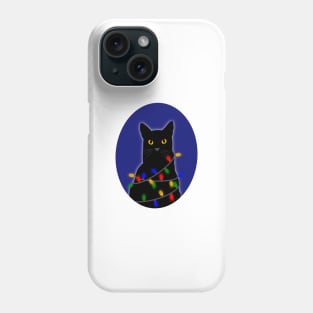 Christmas Lights Black Cat Phone Case