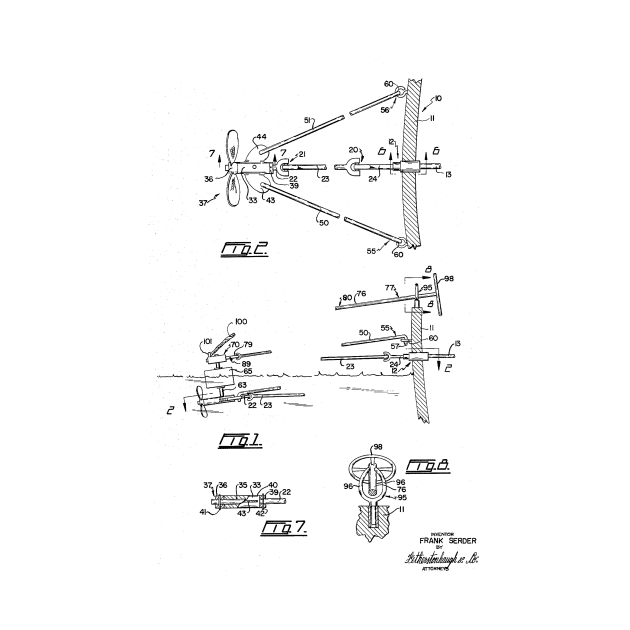 Boat Manoeuvring Vintage Patent Hand Drawing by TheYoungDesigns