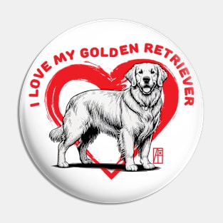 I Love My Golden Retriever - I Love my dog - Hunting dog Pin