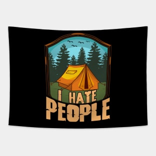 Cute & Funny I Hate People Camping Tent Camper Pun Tapestry