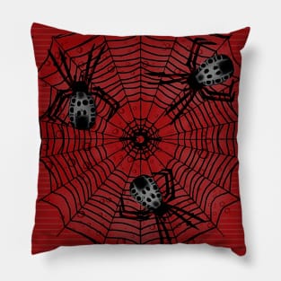 Spiders and Stripes/Webs on Red Pillow