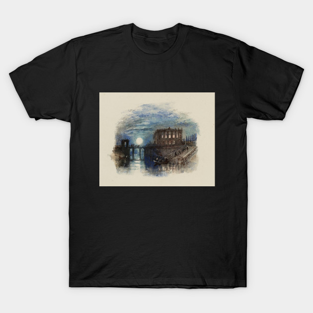 A Villa. Moon-Light (A Villa on the Night of a Festa di Ballo), for Rogers's 'Italy', 1826-27 - Public Domain Source - T-Shirt