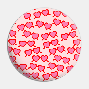 Pink Heart Shaped Glasses Pin