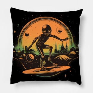 Aliens Love to Skate Pillow