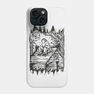 Lonely Ghost Sitting on Roof // Funny Halloween Sketch Phone Case