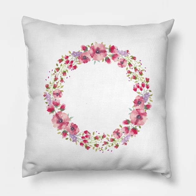 Image: Watercolor, Flower wreath Pillow by itemful