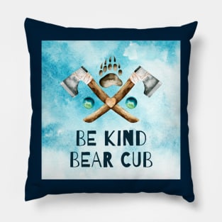 Be Kind Bear Cub, Blue Skies Pillow