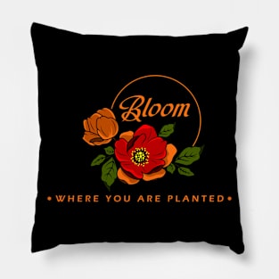 Flowers with orange Leaves Pillow