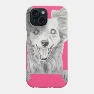 Hello there! - Happy cute dog / puppy smiling drawing graphite Phone Case