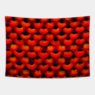 Red Seigaiha Japanese wave Dragon scale pattern Tapestry