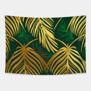 Golden Fern Leaves Tapestry