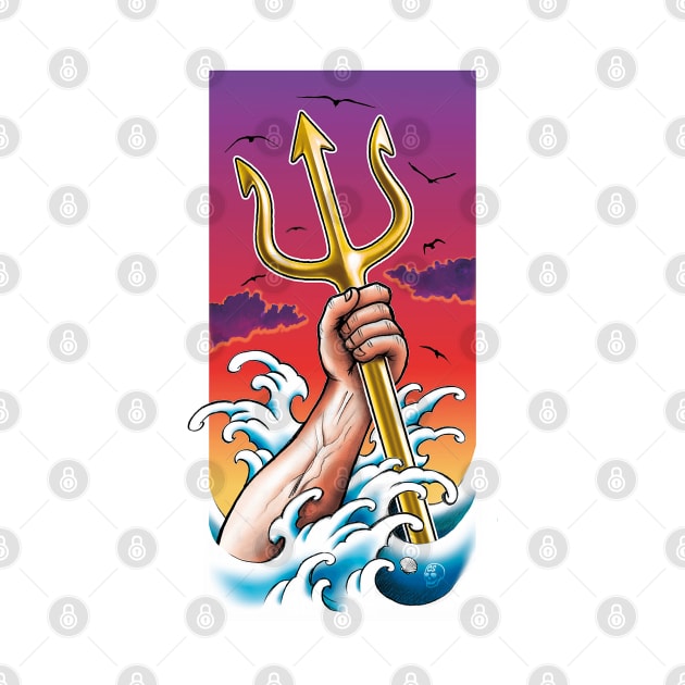 Poseidon Sea God Underwater With Trident In Hand by Creative Style