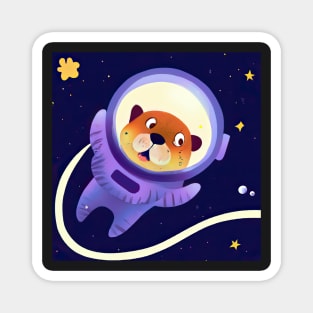 OtterSpace Astronaut Otter in outer space cute Illustration Magnet