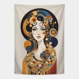 Gustav Klimt's Radiant Vision: Inspired Woman in Ornate Splendor Tapestry