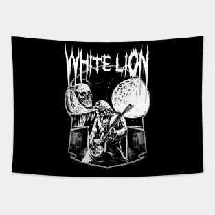 White Lion  Goth Skulls Black and white Tapestry