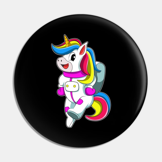 Unicorn as Astronaut with Backpack Pin by Markus Schnabel