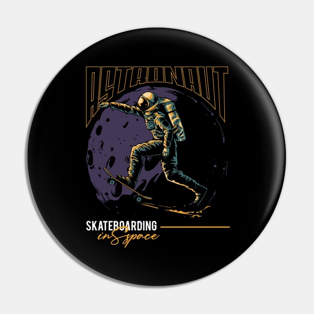 Astronaut Skateboarding Pin by Wagum Std