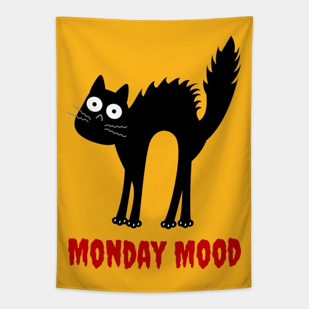 Monday Mood Black Cat Tapestry by RoeArtwork