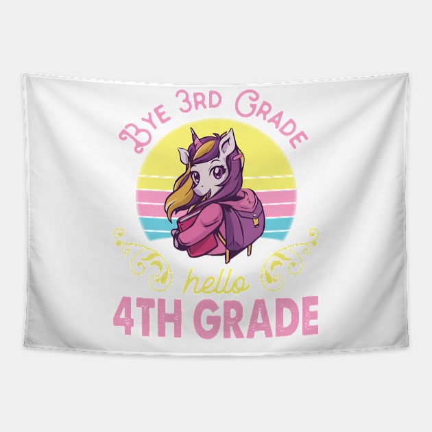 Unicorn Teacher Senior Student Bye 3rd Grade Hello 4th Grade First Day Of School Tapestry by Cowan79