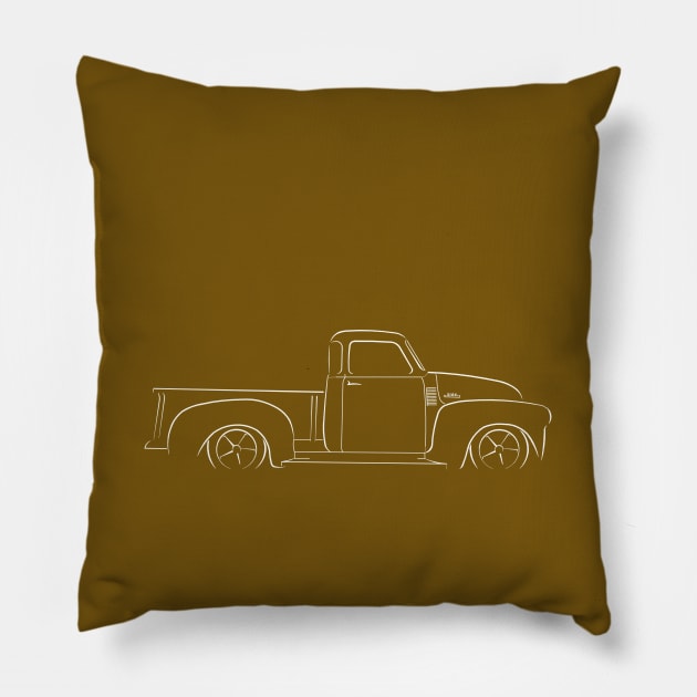 Chevy 3100 Pickup - profile Stencil, white Pillow by mal_photography