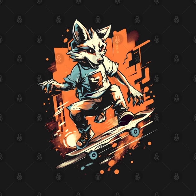 Wolves Skateboarding - Wolf - Skateboard - Skateboarder - Graffiti by The Full Moon Shop