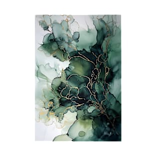 Olive Opulence - Abstract Alcohol Ink Art T-Shirt