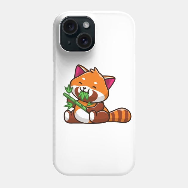 Cute Red Panda Eating Bamboo Cartoon Phone Case by Catalyst Labs